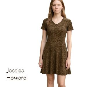 Jessica Howard Brown Black Glitter Animal Print Party Event Dress Y2K Size 8